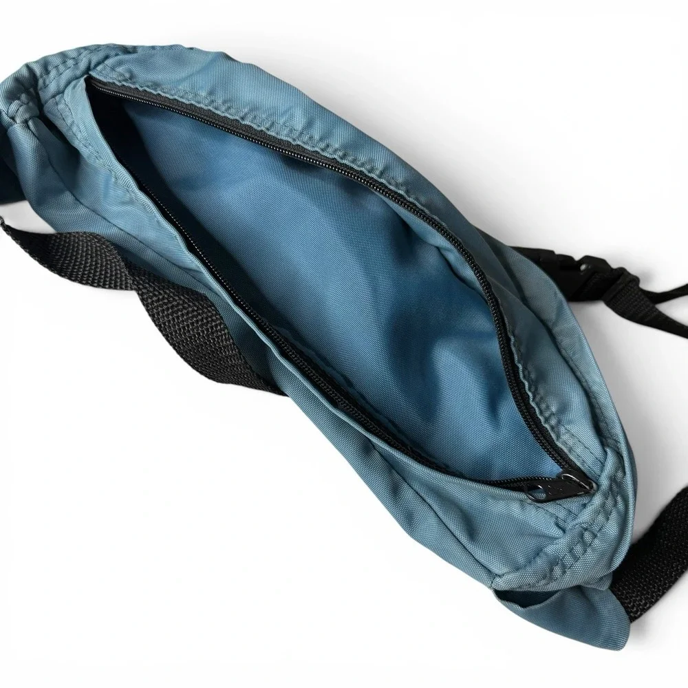 Vintage 1990s Jansport Fanny Pack Hip Bag Blue Nylon‎ Double Zip Made In USA